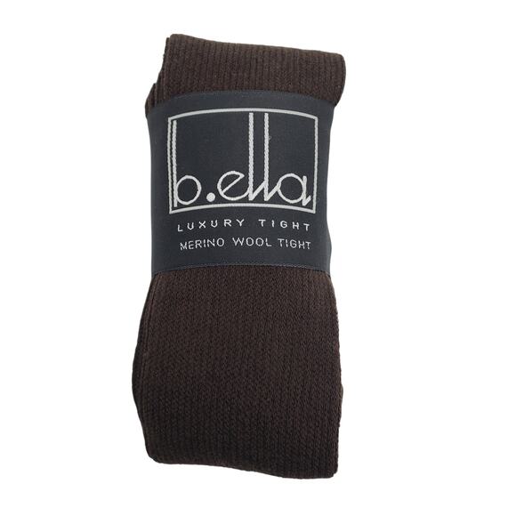 Ribbed Merino Wool Tights TALL Espresso Brown Karla B.ella Italian New Hosiery - Picture 2 of 6